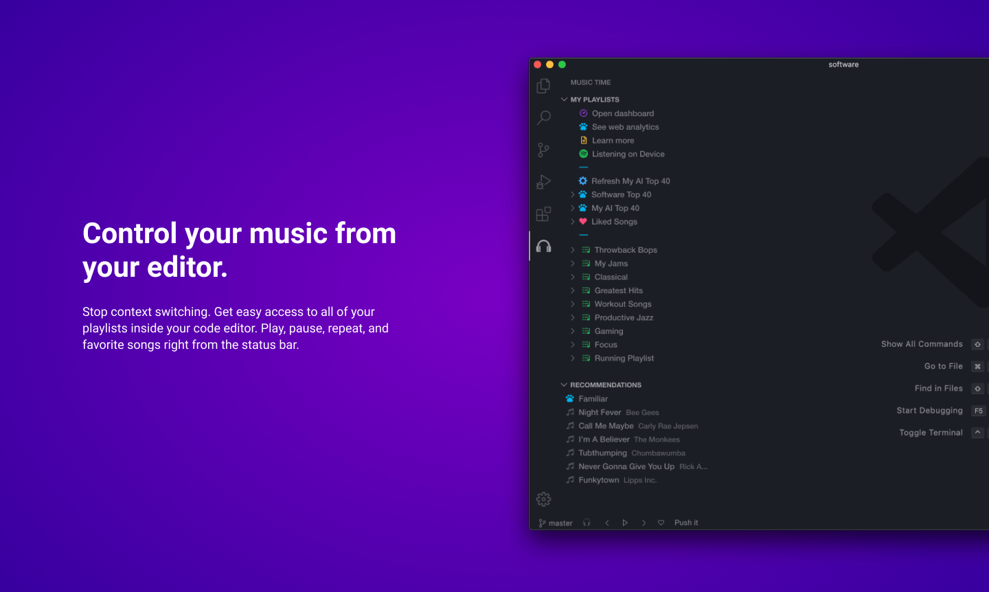Music Time controls